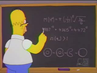 homer simpson writting equations of a doughnut